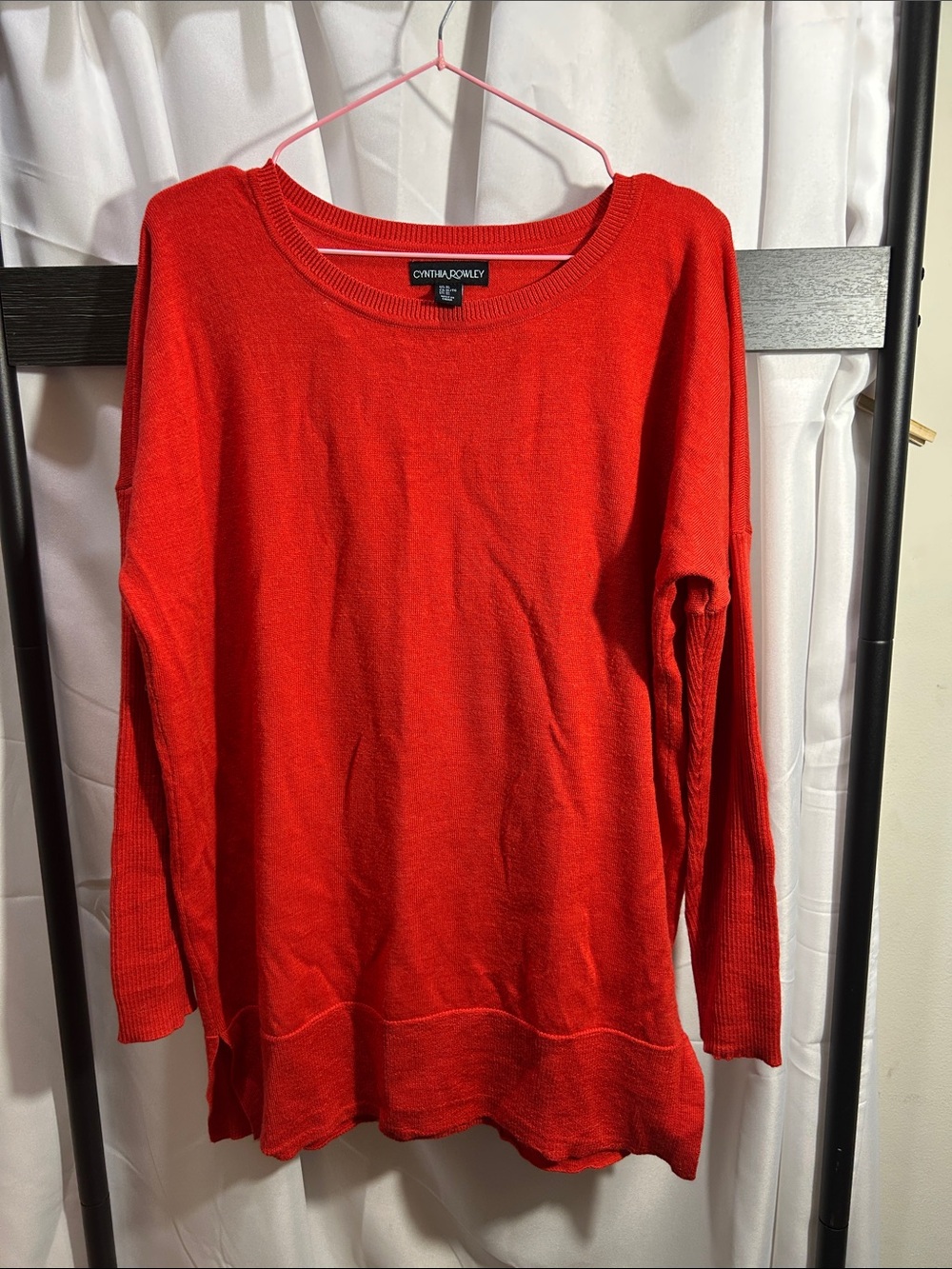 Cynthia Rowley Merino Wool Red/Orange Tunic Sweater